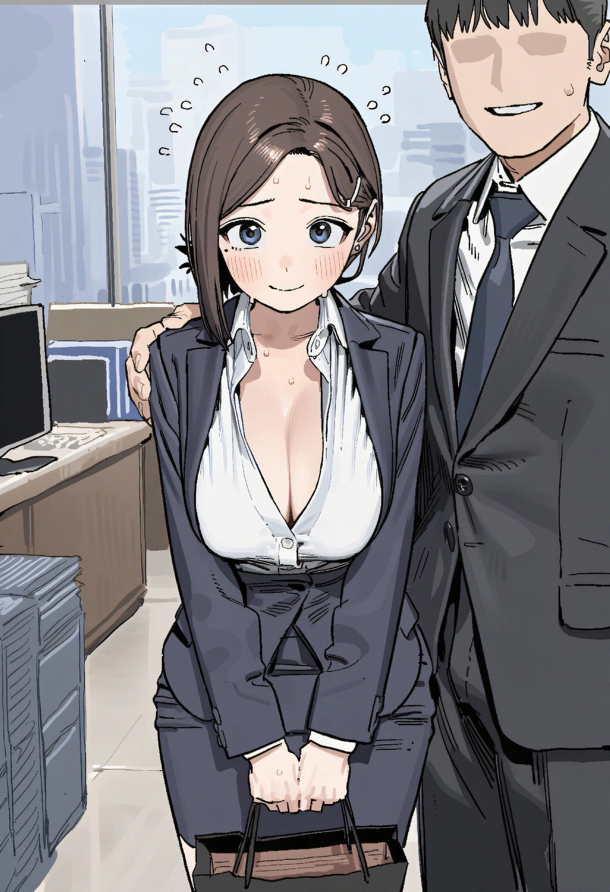 【二次エロ】下着姿のOLが中年の男に弄られ絶頂する。 2